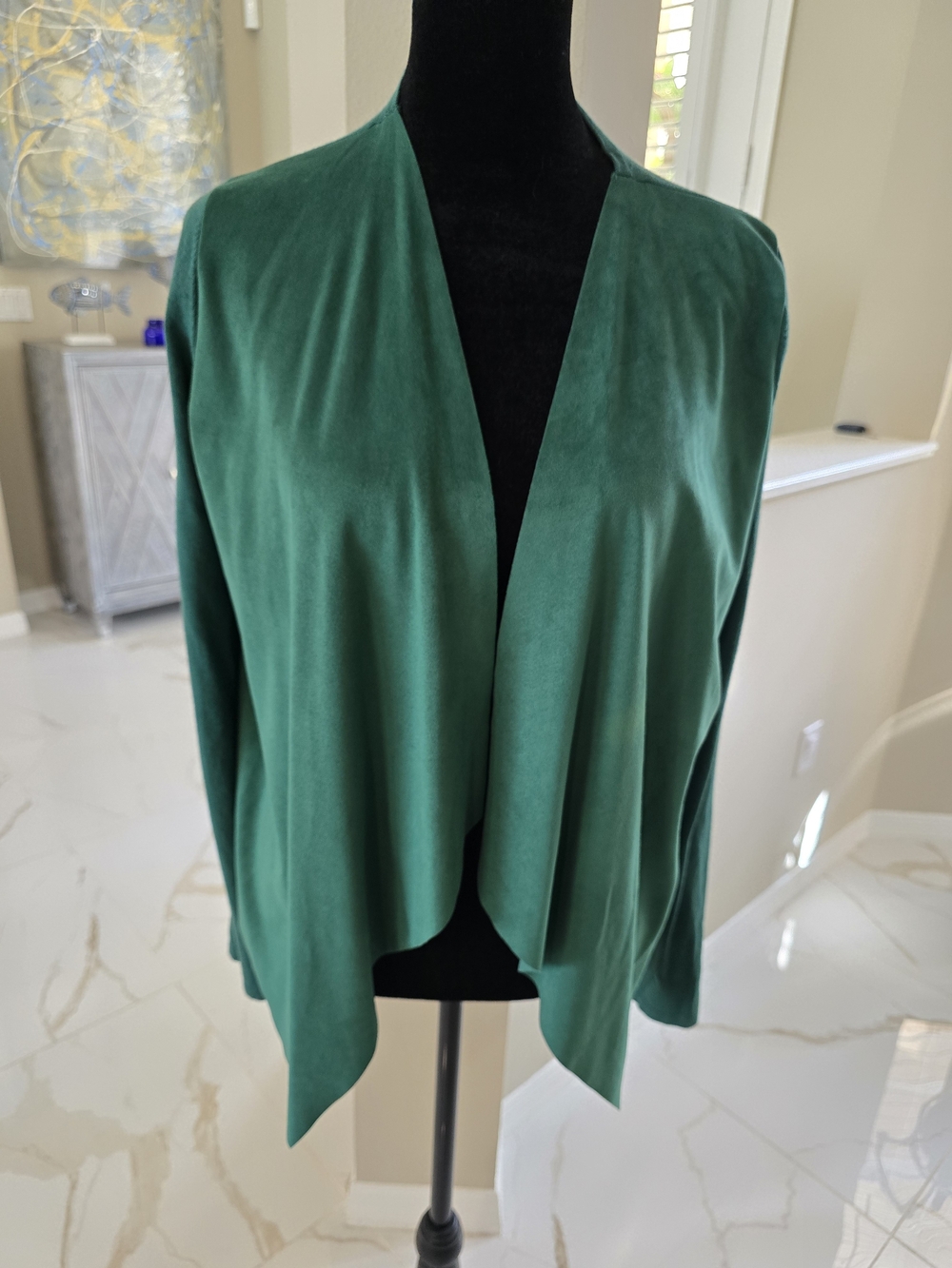INC International Concepts Emerald Open-Front Draped Cardigan